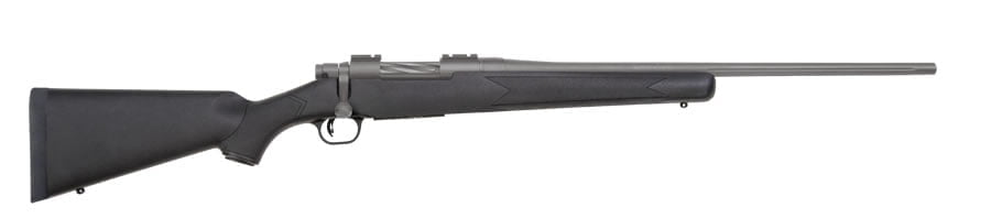 Mossberg Patriot Synthetic. A great cheap hunting rifle that will happily get your through a hunting season.